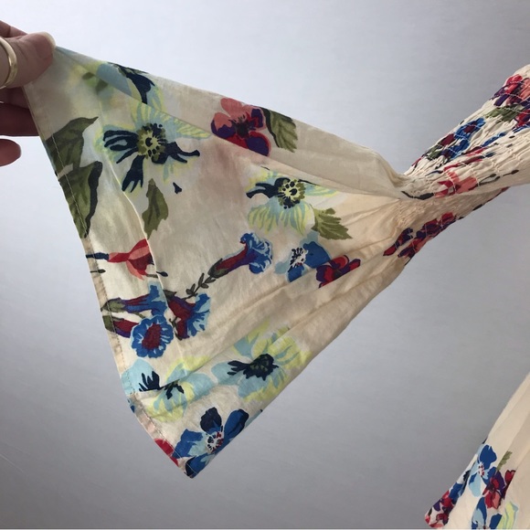 Jane and Delancey 100 % Cotton Floral Peplum Elastic Smocked Top Size S - Picture 10 of 12